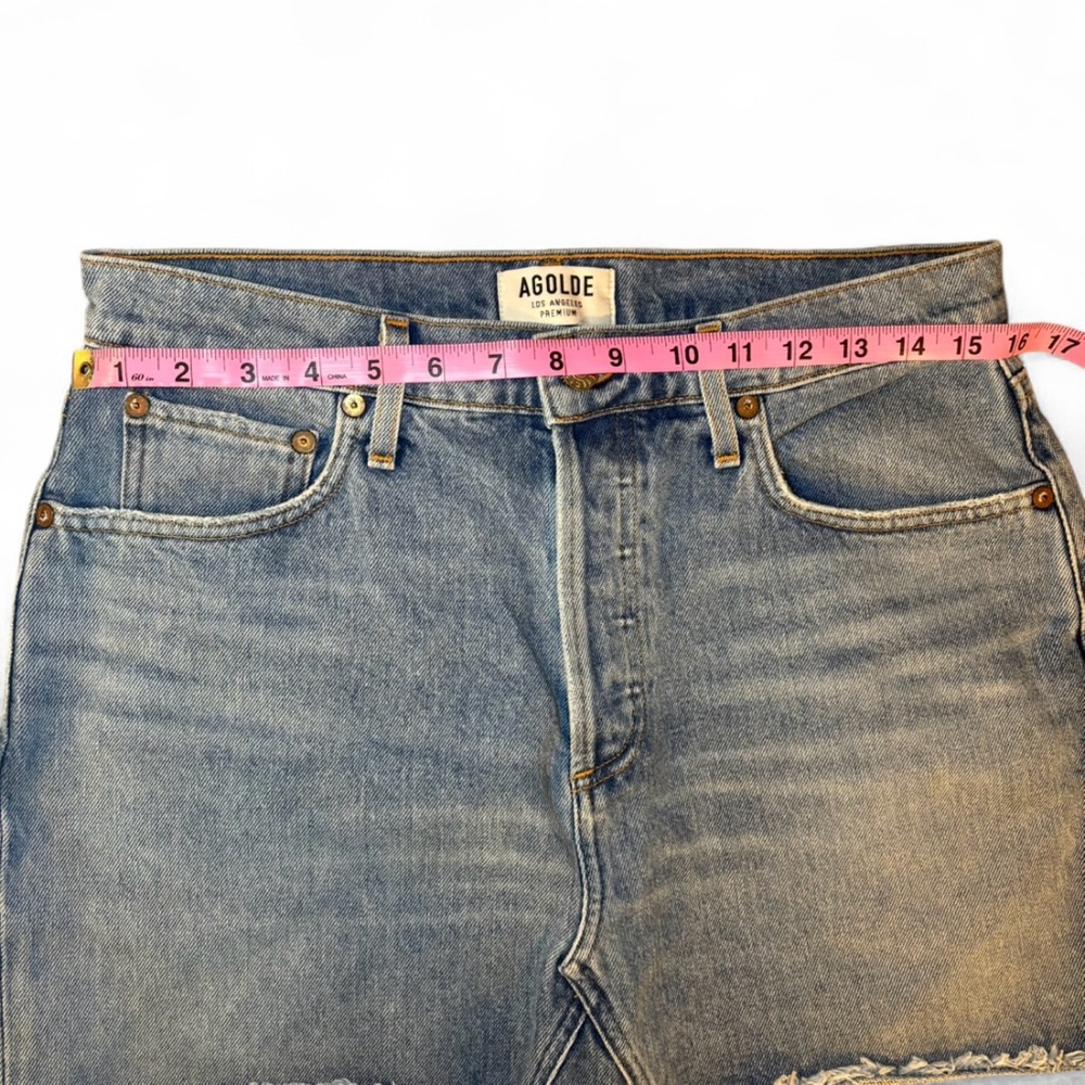 Agolde Denim Mini Skirt with Frayed Hem SZ 30 Y2K Millennium Jean Spring Summer - Picture 5 of 6